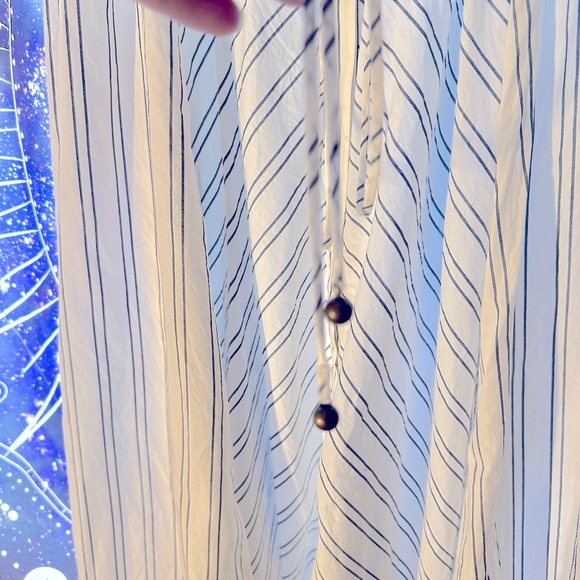 🌟FREE PEOPLE Easy Breezy Midi Dress, Sz.L., Ivory Combo, Lovely Navy Stripes 🌻 - Picture 4 of 15